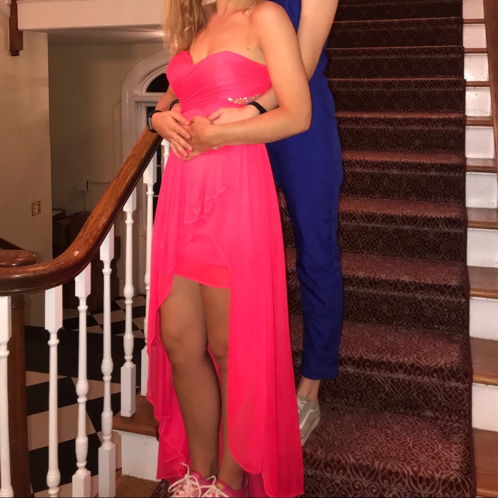 hot pink high-low prom/homecoming/formal dress